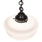 Meyda Lighting Revival 12" Craftsman Brown Schoolhouse Pendant Light With White Opal Shade Glass