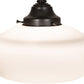 Meyda Lighting Revival 12" Craftsman Brown Schoolhouse Pendant Light With White Opal Shade Glass