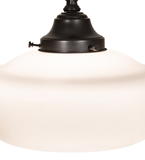 Meyda Lighting Revival 12" Craftsman Brown Schoolhouse Pendant Light With White Opal Shade Glass