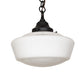 Meyda Lighting Revival 12" Craftsman Brown Schoolhouse Pendant Light With White Opal Shade Glass