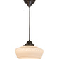 Meyda Lighting Revival 12" Craftsman Brown Schoolhouse Pendant Light With White Traditional Globe Shade Glass