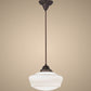 Meyda Lighting Revival 12" Mahogany Bronze Schoolhouse Pendant Light With White Traditional Globe Shade Glass