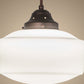 Meyda Lighting Revival 12" Mahogany Bronze Schoolhouse Pendant Light With White Traditional Globe Shade Glass