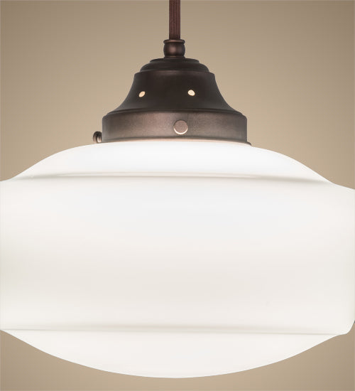 Meyda Lighting Revival 12" Mahogany Bronze Schoolhouse Pendant Light With White Traditional Globe Shade Glass