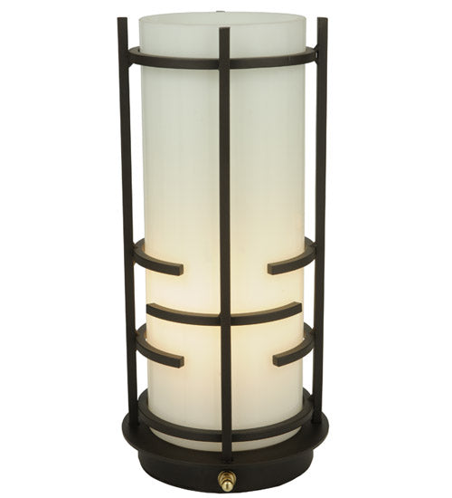 Meyda Lighting Revival 12" Oil Rubbed Bronze Deco Accent Table Lamp With White Opal Art Shade Glass