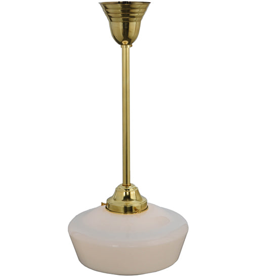 Meyda Lighting Revival 12" Polished Brass Schoolhouse Pendant Light With White Opal Globe Shade Glass