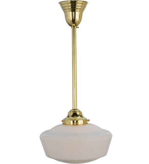 Meyda Lighting Revival 12" Polished Brass Schoolhouse Pendant Light With White Opal Globe Shade Glass