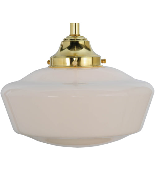 Meyda Lighting Revival 12" Polished Brass Schoolhouse Pendant Light With White Opal Globe Shade Glass