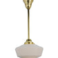 Meyda Lighting Revival 12" Polished Brass Schoolhouse Pendant Light With White Opal Globe Shade Glass