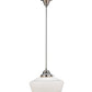 Meyda Lighting Revival 12" Polished Nickel Schoolhouse Pendant Light With White Opal Traditional Globe Shade Glass