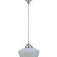 Meyda Lighting Revival 12" Polished Nickel Schoolhouse Pendant Light With White Opal Traditional Globe Shade Glass