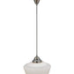 Meyda Lighting Revival 12" Polished Nickel Schoolhouse Pendant Light With White Opal Traditional Globe Shade Glass