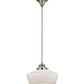 Meyda Lighting Revival 12" Polished Nickel Schoolhouse Pendant Light With White Opal Traditional Globe Shade Glass