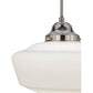 Meyda Lighting Revival 12" Polished Nickel Schoolhouse Pendant Light With White Opal Traditional Globe Shade Glass