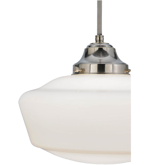 Meyda Lighting Revival 12" Polished Nickel Schoolhouse Pendant Light With White Opal Traditional Globe Shade Glass