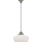 Meyda Lighting Revival 12" Polished Nickel Schoolhouse Pendant Light With White Opal Traditional Globe Shade Glass