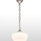 Meyda Lighting Revival 12" Polished Nickel Schoolhouse Pendant Light With White Traditional Globe Shade Glass