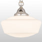 Meyda Lighting Revival 12" Polished Nickel Schoolhouse Pendant Light With White Traditional Globe Shade Glass
