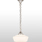 Meyda Lighting Revival 12" Polished Nickel Schoolhouse Pendant Light With White Traditional Globe Shade Glass