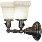 Meyda Lighting Revival 13" 2-Light Antique Nickel Chelsea Garland Wall Sconce With White Shade Glass