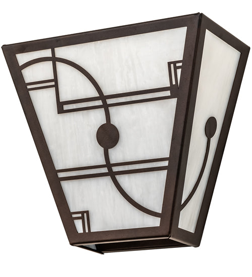 Meyda Lighting Revival 13" 2-Light Mahogany Bronze Deco Wall Sconce With White Art Shade Glass