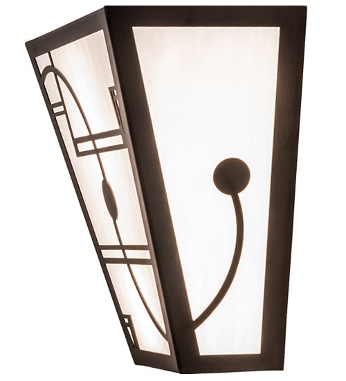 Meyda Lighting Revival 13" 2-Light Mahogany Bronze Deco Wall Sconce With White Art Shade Glass