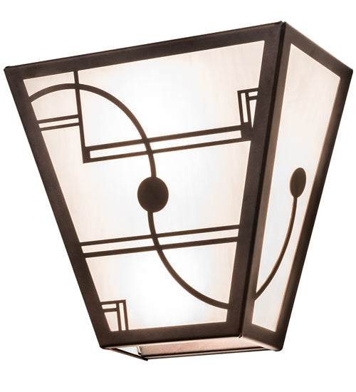 Meyda Lighting Revival 13" 2-Light Mahogany Bronze Deco Wall Sconce With White Art Shade Glass