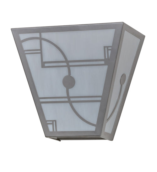 Meyda Lighting Revival 13" 2-Light Nickel Deco Wall Sconce With White Art Shade Glass