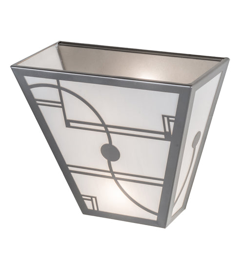 Meyda Lighting Revival 13" 2-Light Nickel Deco Wall Sconce With White Art Shade Glass