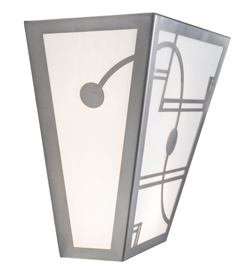 Meyda Lighting Revival 13" 2-Light Nickel Deco Wall Sconce With White Art Shade Glass