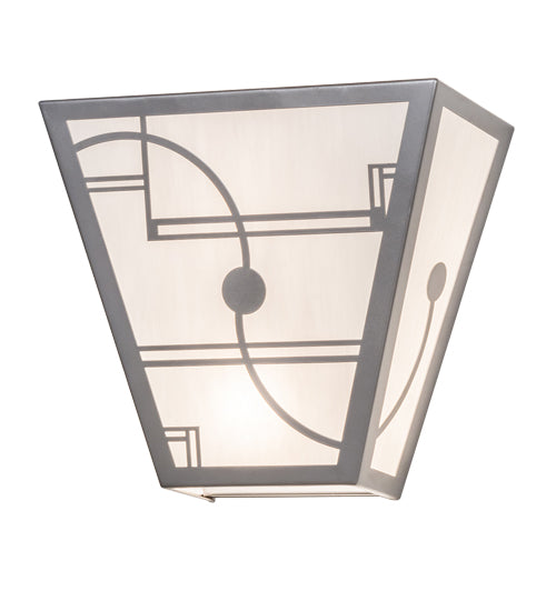 Meyda Lighting Revival 13" 2-Light Nickel Deco Wall Sconce With White Art Shade Glass