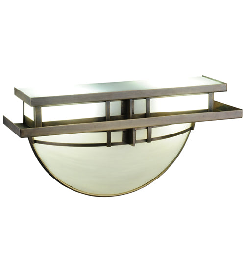 Meyda Lighting Revival 14" 2-Light Antique Brass Deco Wall Sconce With White Shade