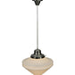 Meyda Lighting Revival 14" Brushed Nickel Schoolhouse Pendant Light White Deco Cone Globe Shade Glass