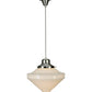 Meyda Lighting Revival 14" Brushed Nickel Schoolhouse Pendant Light White Deco Cone Globe Shade Glass