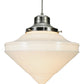 Meyda Lighting Revival 14" Brushed Nickel Schoolhouse Pendant Light White Deco Cone Globe Shade Glass