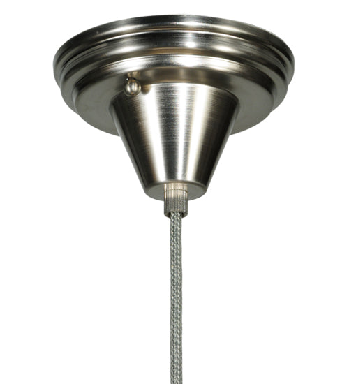 Meyda Lighting Revival 14" Brushed Nickel Schoolhouse Pendant Light White Deco Cone Globe Shade Glass