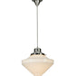 Meyda Lighting Revival 14" Brushed Nickel Schoolhouse Pendant Light White Deco Cone Globe Shade Glass