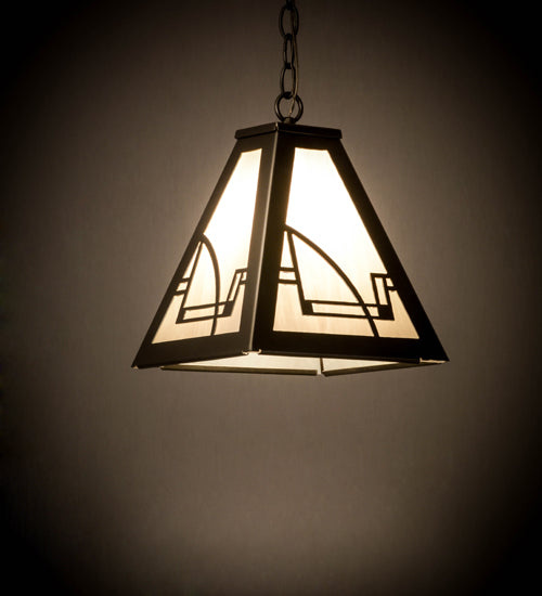 Meyda Lighting Revival 14" Nickel Deco Mini Pendant Light With White Art Shade Glass