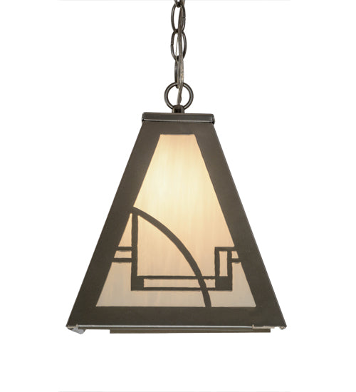 Meyda Lighting Revival 14" Nickel Deco Mini Pendant Light With White Art Shade Glass