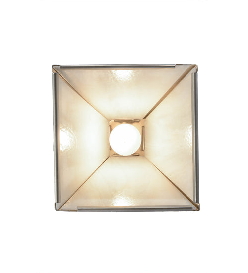 Meyda Lighting Revival 14" Nickel Deco Mini Pendant Light With White Art Shade Glass