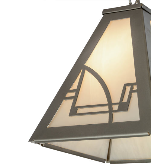 Meyda Lighting Revival 14" Nickel Deco Mini Pendant Light With White Art Shade Glass