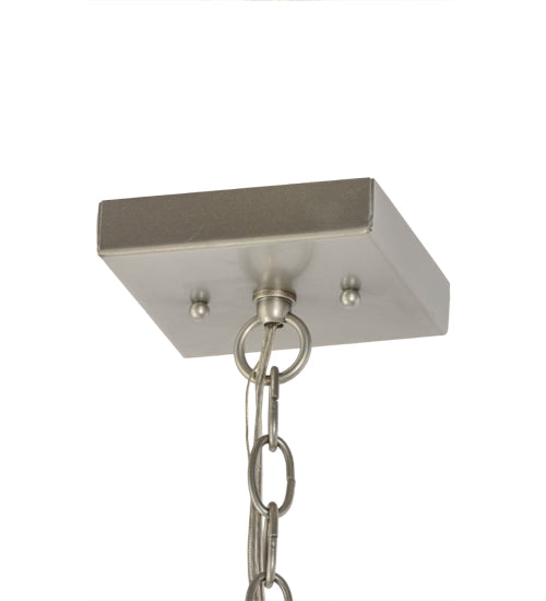 Meyda Lighting Revival 14" Nickel Deco Mini Pendant Light With White Art Shade Glass