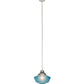 Meyda Lighting Revival 14" Nickel Schoolhouse Pendant Light With Traditional Globe Crystal Blue Shade Glass