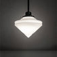 Meyda Lighting Revival 14" Textured Black Schoolhouse Pendant Light With White Opal Shade Glass