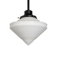 Meyda Lighting Revival 14" Textured Black Schoolhouse Pendant Light With White Opal Shade Glass