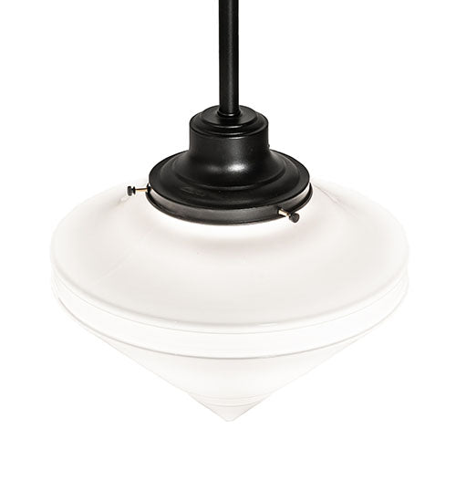 Meyda Lighting Revival 14" Textured Black Schoolhouse Pendant Light With White Opal Shade Glass