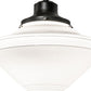 Meyda Lighting Revival 14" Textured Black Schoolhouse Pendant Light With White Opal Shade Glass