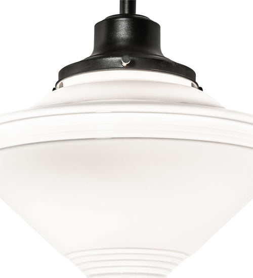 Meyda Lighting Revival 14" Textured Black Schoolhouse Pendant Light With White Opal Shade Glass