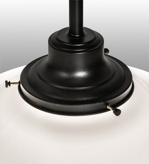 Meyda Lighting Revival 14" Textured Black Schoolhouse Pendant Light With White Opal Shade Glass