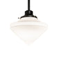 Meyda Lighting Revival 14" Textured Black Schoolhouse Pendant Light With White Opal Shade Glass